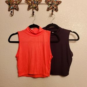 Bling Bling lot of 2 highneck crop tops